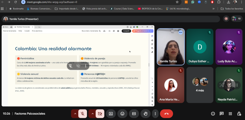 Imagen tomada dentro de la sesion del webinar