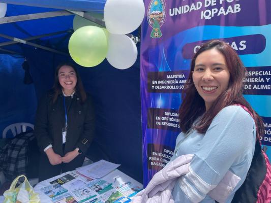 Young women attend a science fair in La Paz