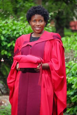 A woman celebrates her graduation