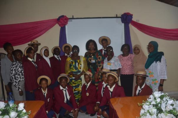 In the middle, the Coordinator, Prof Ogini M. A, the Guest Speaker, Prof. Yusuf K. A ;1st from right and other members of the OWSD, LASUED Branch, and students/Mentees in a group photograph