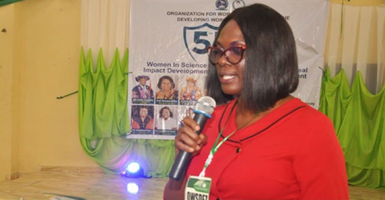 PROF. LAURA C. OKPALA, CHAIRPERSON LOCAL ORGANIZING COMMITTEE SPEAKING AT THE CONFERENCE