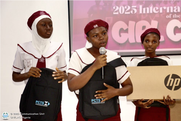 Students from one of the participating school giving a presentation