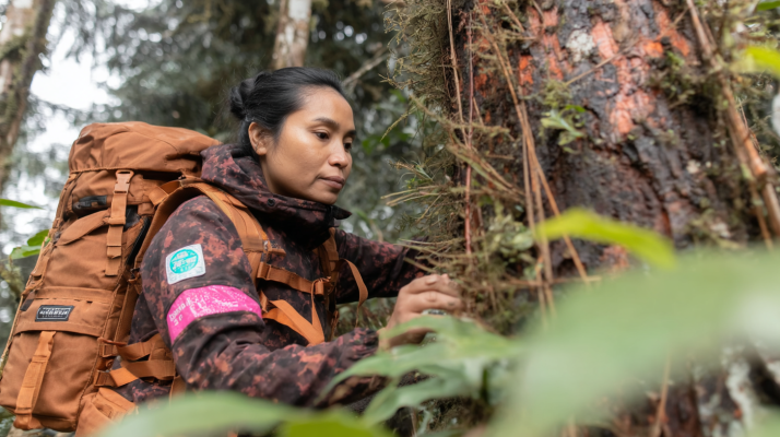 Female scientist working in the field