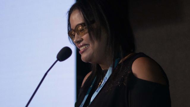 Luisa Echeverria delivering statement