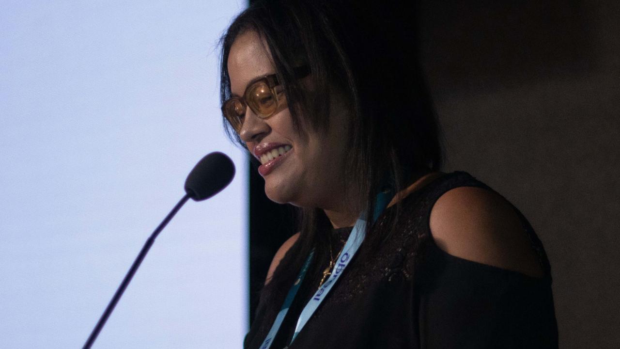 Luisa Echeverria delivering statement