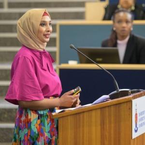 Dr Hafsa Essop co-chairs the “Bridging the Gender Gap in STEM” session at the University of Pretoria, 7th Women in Science Symposium, South Africa