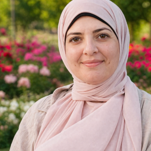 A professional photo of Sarah,  a marine biology researcher