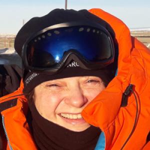 Image of Dra A. M. Gulisano working in Antarctica