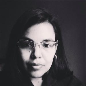 Black and white portraid of Julia Herrera&#039;s face