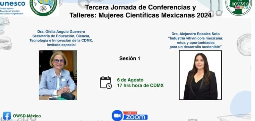 Primera sesión de la "Tercera Jornada de Conferencias y Talleres: Mujeres Científicas Mexicanas 2024"