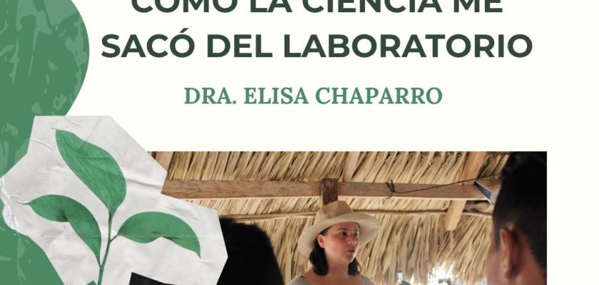Se presenta una imagen de la cientifica hablando con un grupo de niños