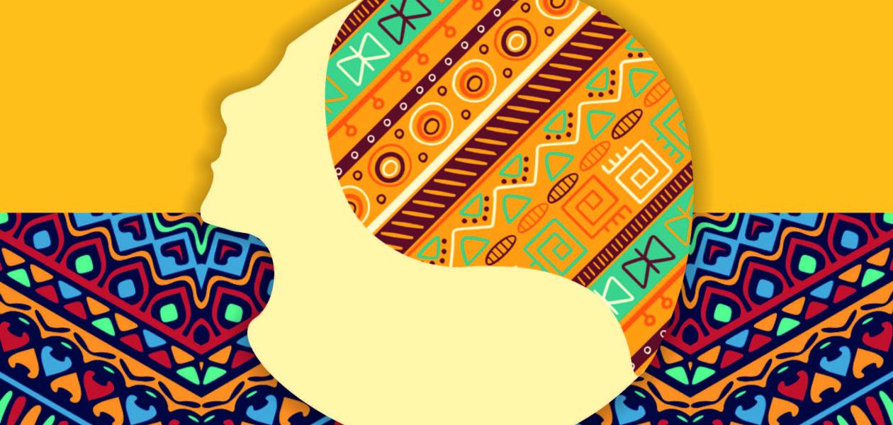 Graphic image of woman wearing a head wrap
