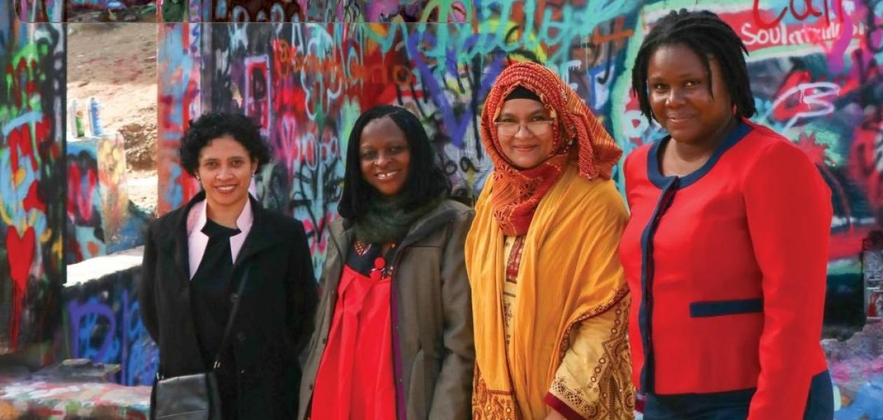 Diverse women against a graffiti wall background